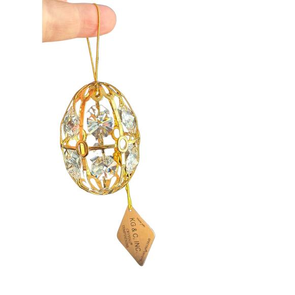 KG&C 24K Gold Plated Crystal‎ Temptations Swarovski Crystal Egg Ornament - Picture 1 of 8